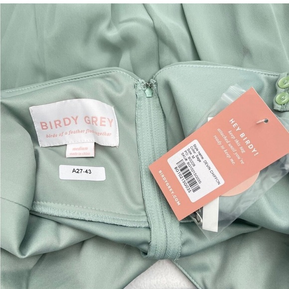 Birdy Grey Devin Convertible Chiffon Sage Maxi Formal Bridesmaid Dress M NWT - Picture 4 of 4